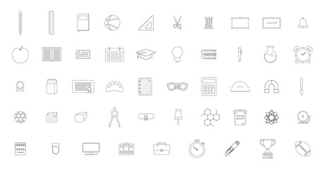 set of school outline icon