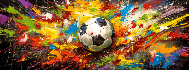 art abstract image soccer sport, football ball, art watercolors colorful banner 