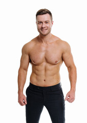 Fototapeta premium A shirtless man posing for a portrait