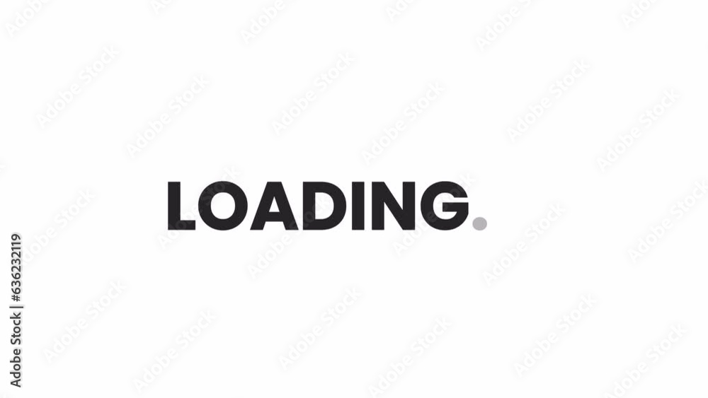 Poster bold upper case black and white loading text animation. font uppercase monochromatic 2d cartoon 4k v