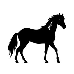 Animated vector illustration of a black horse animal on a white background