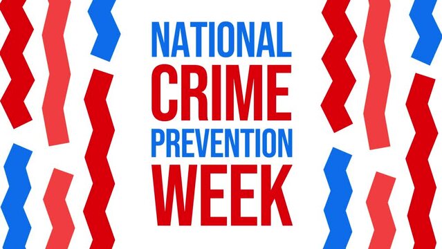 National Crime Prevention Week 4K Animation with colorful typography and shapes background
