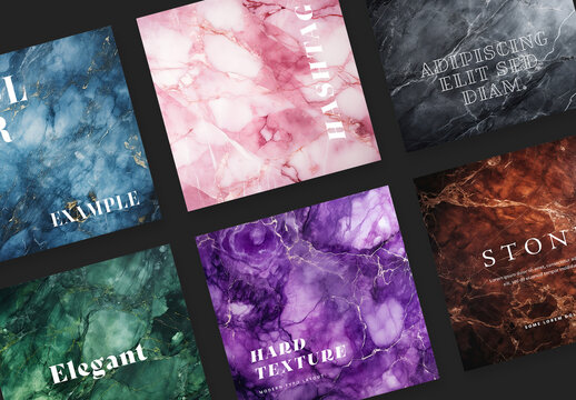 Social Media Layouts With Various Marble Backgrounds and Generative Ai
