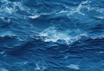 Fototapeta premium Stormy ocean water with waves and foam, top view, natural background photo texture. SEAMLESS PATTERN. SEAMLESS WALLPAPER. Created with Generative AI technology.