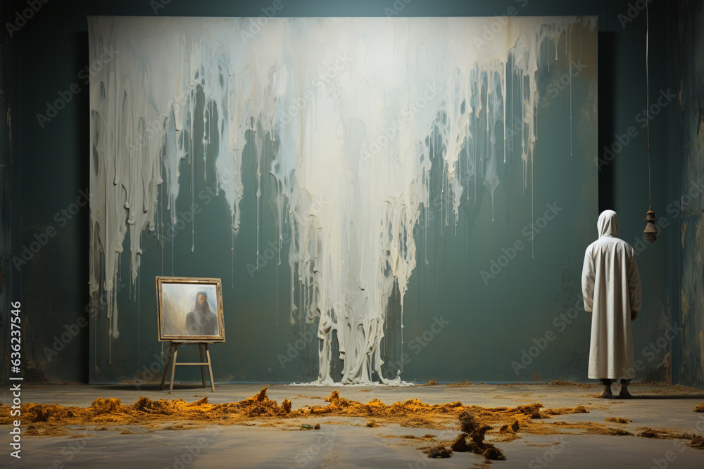 Poster a person's shadow cast onto a blank canvas, waiting to be filled with the colors and experiences tha
