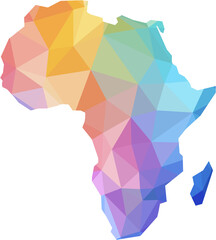 colorful abstract vector low polygonal of africa map.  - obrazy, fototapety, plakaty