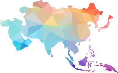 colorful abstract vector low polygonal of asia map.  © tanarch