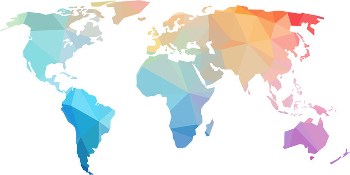 Fototapeta colorful abstract vector low polygonal of world map. 