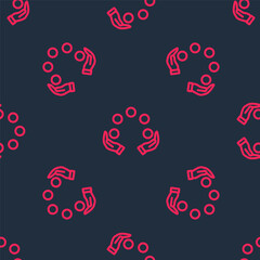 Red line Juggling ball icon isolated seamless pattern on black background. Vector