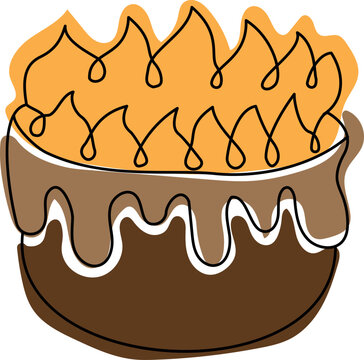 Continuous line drawing of birthday cake. Cake with sweet cream. isolated. Hand drawn vector illustration