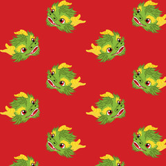 Seamless vector pattern with dragon, the symbol of the year of the Chinese calendar for clothing, packaging and design