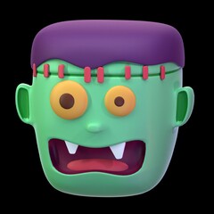 3D Rendered Halloween Illustration Cute Zombie Halloween