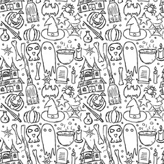 Halloween pattern. Doodle Halloween background