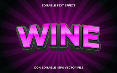 wine 3d text effect with grape theme. purple typography for products tittle