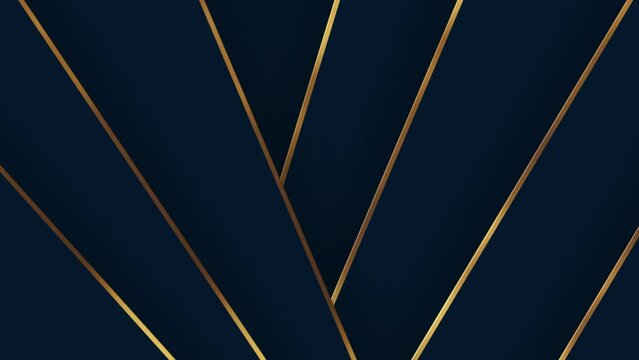 Abstract Golden dark blue lines luxe geimetry background 4K video.