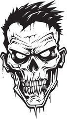 Zombie head silhouette. Black sketch for Halloween. Vector illustration 