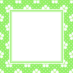 Vector paper cut frame with copy space. White flowers on green background. White paper sheet in square frame.