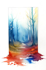 Watercolor Autumn Forest Illustration Background Wallpaper