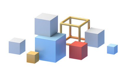 Colorful cubes, 3d render