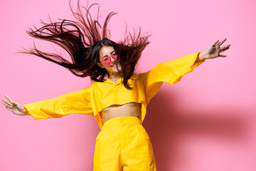 lifestyle woman girl yellow young beautiful fashion attractive style sunglasses trendy