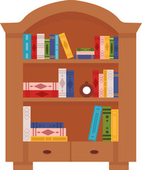 Wooden Bookcase With Books