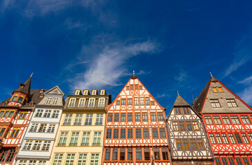 Picturesque view of buildings in  Römerberg Old Town Square in Frankfurt am Main, Germany