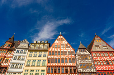 Fototapeta premium Picturesque view of buildings in Römerberg Old Town Square in Frankfurt am Main, Germany