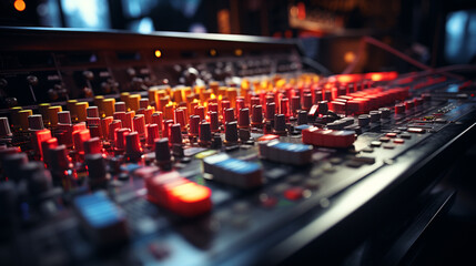 A sound mixing console.