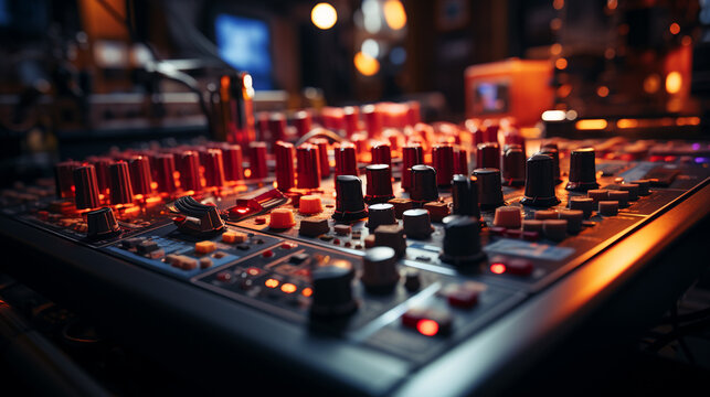 A sound mixing console.