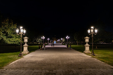 park at night in padova italy