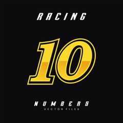 Racing Number 10 Vector Design Template