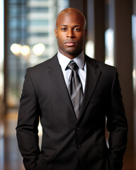 Fototapeta premium Stylish african american man in a suit isolated from the background. Generative AI.