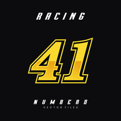 Racing Number 41 Vector Design Template