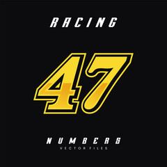 Racing Number 47 Vector Design Template