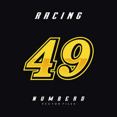 Racing Number 49 Vector Design Template