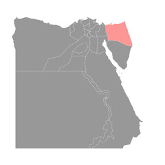 North Sinai Governorate map, administrative division of Egypt. Vector illustration.