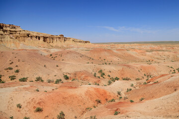 The rock formations of Tsagaan Suvarga in the Gobi Desert, Mongolia
