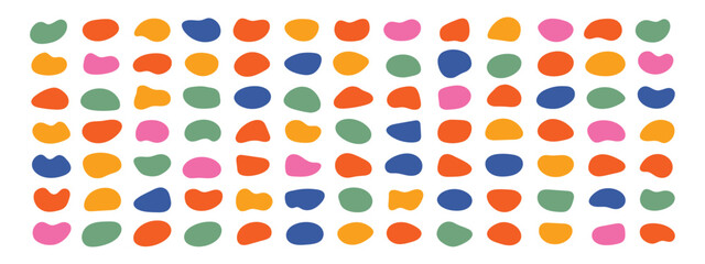 Organic colorful blob shapes. Abstract blotch shape. Random abstract liquid organic blotch shapes. Collection of modern forms and Liquid drop or fluid dynamic print. Fluid irregular colored forms 