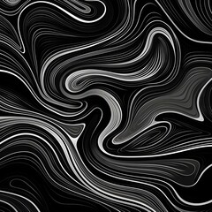 Abstract Black and White Swirling Lines Pattern for Artistic Background and Texture