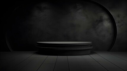Black Wall with beautiful Lighting. Elegant minimalist background for product presentation.