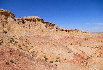 The rock formations of Tsagaan Suvarga in the Gobi Desert, Mongolia