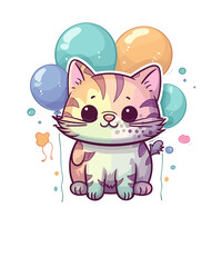 Katze Kätzchen Luft Ballons T-Shirt Kind Vektor Illustration