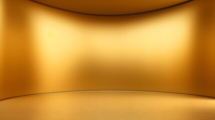 Gold Wall with beautiful Lighting. Elegant minimalist background for product presentation.