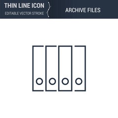 Archive Files Icon - Thin Line Business Symbol. Ideal for Web Design. Quality Outline Vector Concept. Premium, Simple, Elegant Logo - 636258373