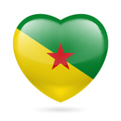 Heart with French Guiana Flag Colors. I Love French Guiana