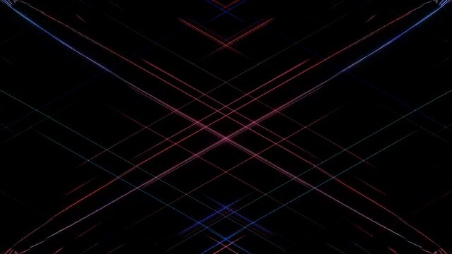 animated lines of squares with colorful dots of shining flashing lights, on a black background	