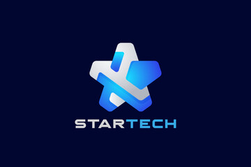 Star Logo Abstract Geometric Hi-Tech  Technology style vector design template.