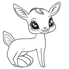 Fototapeta na wymiar impala, cute, cheerful, nice, easy to color, childrens drawing, smiling, vector illustration line art