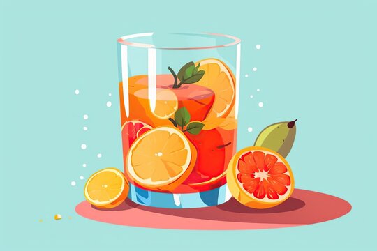 A glass of juice. Flat vector illustration. Generative AI