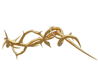 A 3d rendered golden vine with thorns isolated on a transparent background - obrazy, fototapety, plakaty